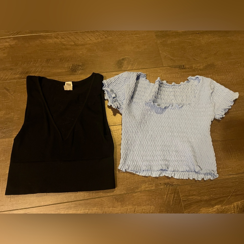 Nikibiki Black and Light Blue Crop Tops